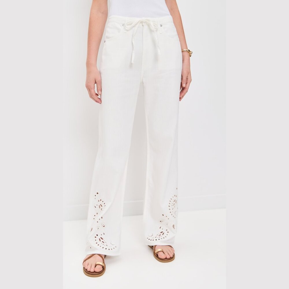 rag & bone Ultra Featherweight Phoebe Drawstring Jeans White Eyelet